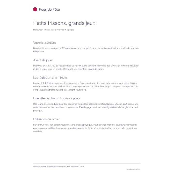 Aperçu réel de la première page du kit PDF