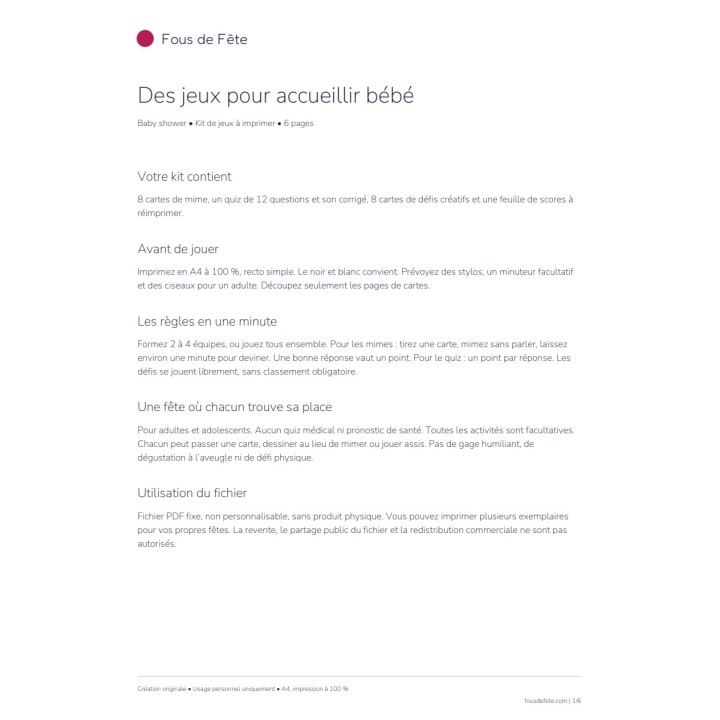 Aperçu réel de la première page du kit PDF