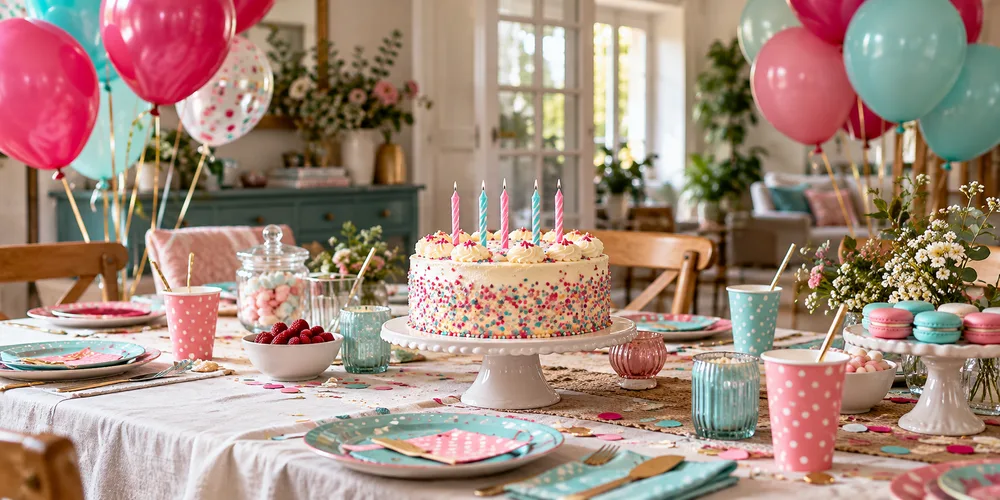 Table d’anniversaire enfant colorée